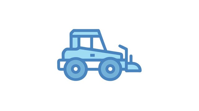 Stylized Light Blue Tractor Isolated on White Background Illustration