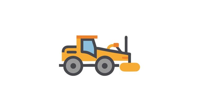 Yellow grader construction vehicle illustration on a White Background