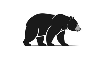 Fototapeta premium Stylized black bear walking in profile vector illustration on a clean white background.