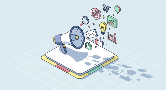 Megaphone on a smartphone screen.