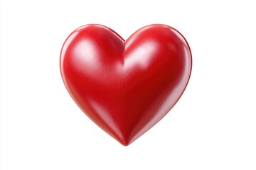 Obraz premium Shiny red heart-shaped ornament on white background