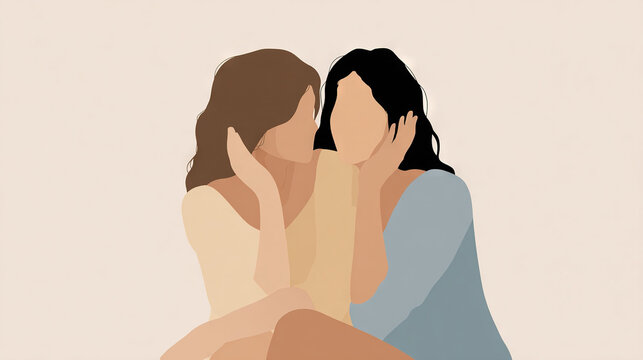 Two women embracing in a supportive gesture