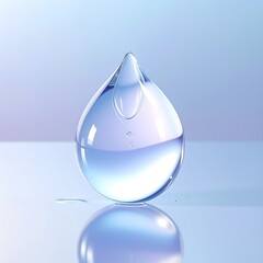 Fototapeta premium Minimalist hydrating serum drop on reflective surface, symbolizing skincare, purity, and moisture. Ideal for beauty branding, cosmetic advertising, and wellness marketing visuals.