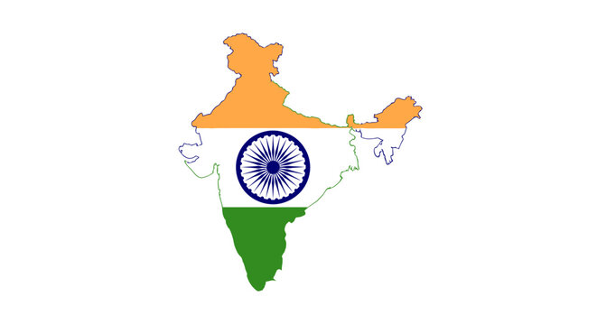 Indian flag map of India symbol.