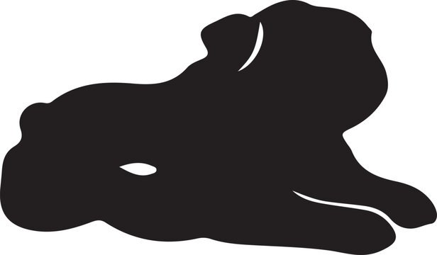Bulldog lying down black silhouette vector icon