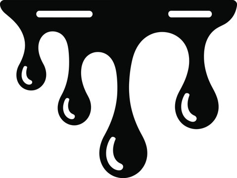 Black dripping liquid abstract shape with horizontal lines blob blobby