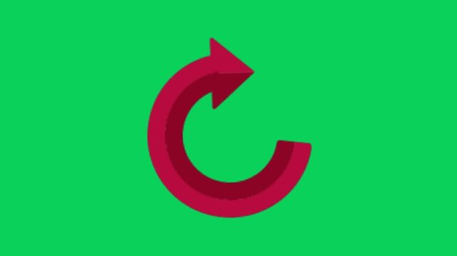 red rotate arrow loop refresh reload icon animation, circular arrow reset symbol motion graphic, refresh reload sign red arrow loop