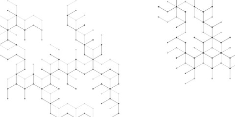 Obraz premium Abstract geometric hexagonal wireframe background with dots. This modern technological network structure provides clean copy space for digital design.