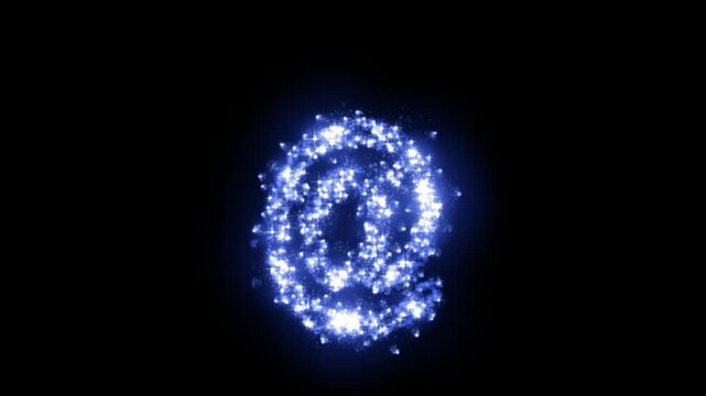 Glowing at symbol with sparkling stars on transparent background

Bright luminous particles and shimmering stars dynamically forming at sign shape with alpha channel

