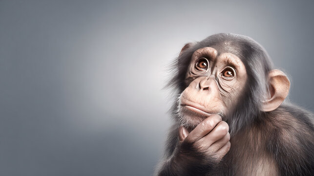 Thoughtful Monkey with Chin Resting on Hand