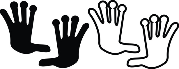 Lemur paw footprint icon set collection group, primate pawprint track footprint symbol vector pack, wildlife animal mark, flat and line style black icons isolated on transparent background © Muhammad