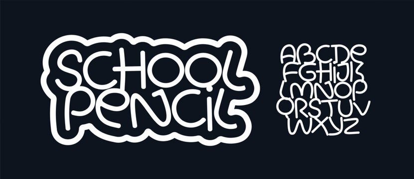 Fun Playful Font Cartoon Logo Alphabet Cool Thin Rounded Letter Set Modern Typography, Creative School Typographic Design for Comics Title Text, Headline. Education Materials Fonts. Vector Typeface