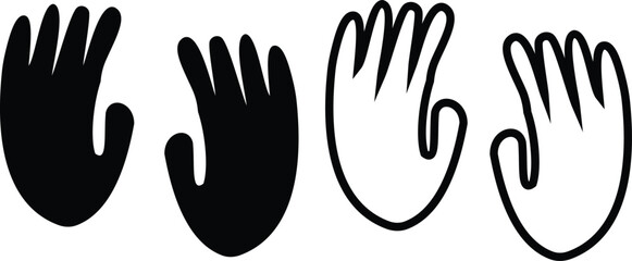 Monkey paw footprint icon set collection group, primate handprint track footprint symbol vector pack, wildlife animal mark, flat and line style black icons isolated on transparent background © Muhammad