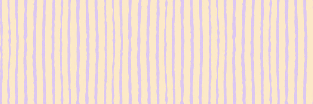 Watercolor baby stripe pattern with soft lavender wave line stripes on beige background, seamless hand painted texture. Ideal for fabric, wallpaper. Drag to swatches panel to use.