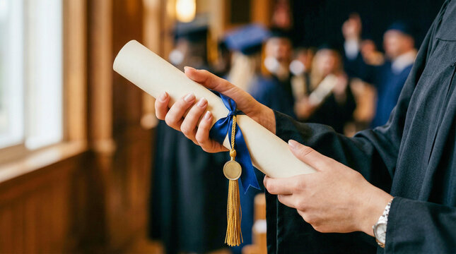 Close-up of a Graduate Holding a Diploma Scroll