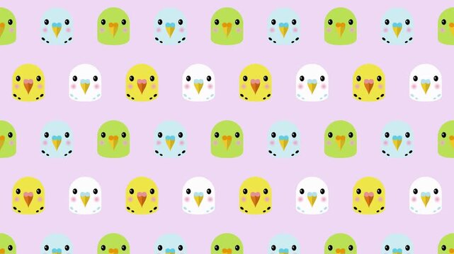 かわいいインコ顔のパターンループアニメーション背景