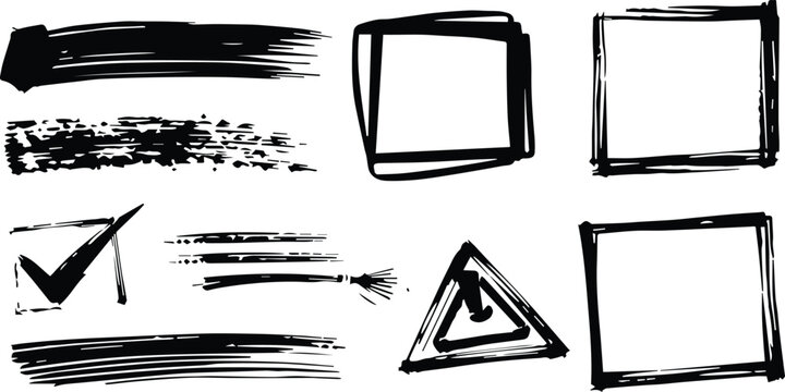 Black and white grunge font with a set of ink and paint splashes featuring a vector laptop screen icon and business web design elements on a blank paper background