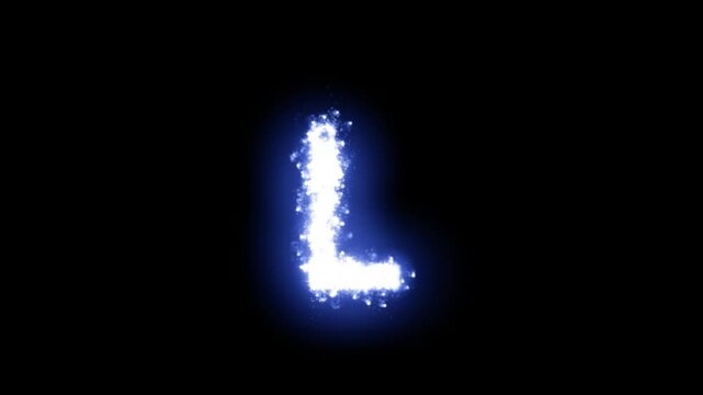 Glowing letter L with sparkling stars on transparent background

Bright luminous particles and shimmering stars dynamically forming letter L shape with alpha channel
