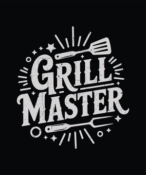 Grill Master BBQ Vintage Typography Fire Barbecue T-Shirt Design