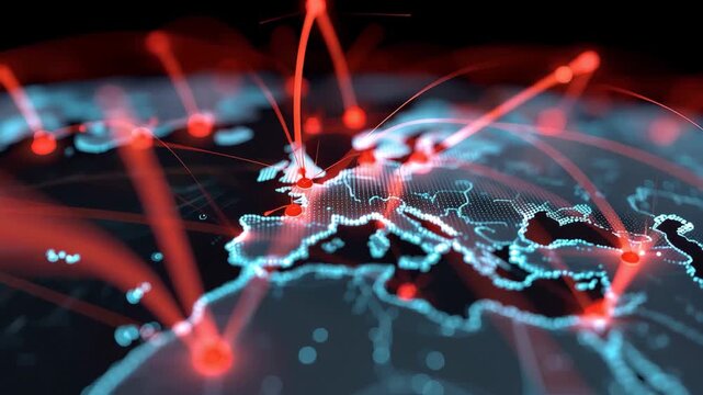 Explore global connections and networks across countries and regions with a focus on data traffic and information flow using modern technology