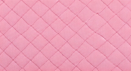 Fototapeta premium Pink quilted fabric with diamond pattern on a clean transparent background