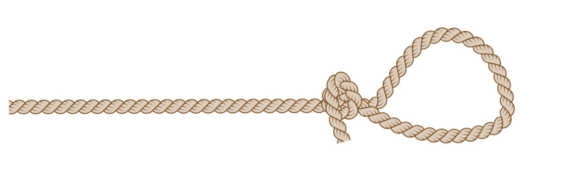 3d rendering of a rope tied in a lasso and flying on a white background.