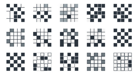 Fototapeta premium A collection of various pixel art designs on a white background