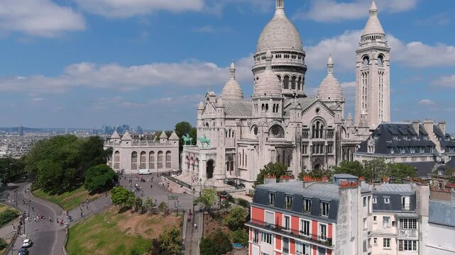 Aerial view of basilica Sacre Coeur (Sacr&eacute;-C&oelig;ur), iconic landmark in Paris, capital city of France, Europe
