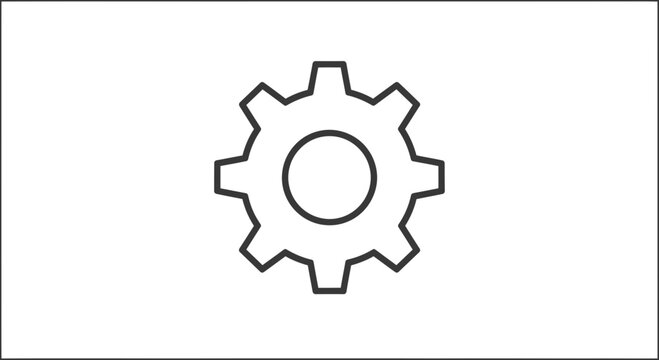 Gear icon on white background for technology and industry settings