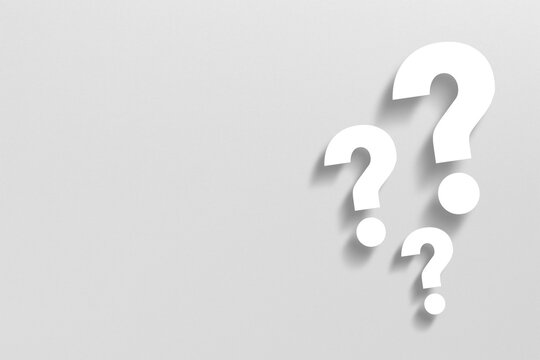 Question marks design with copy space on white background