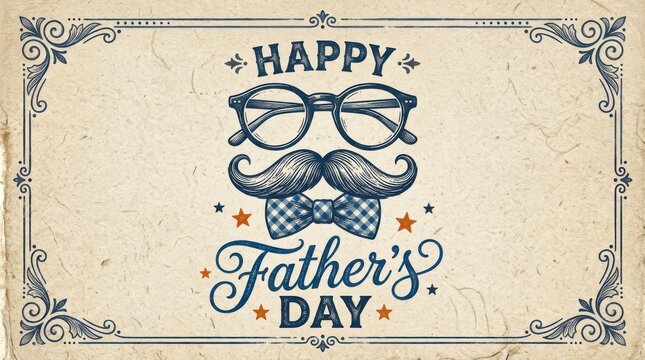 Retro Father's Day Greeting Card Design with Ornate Border