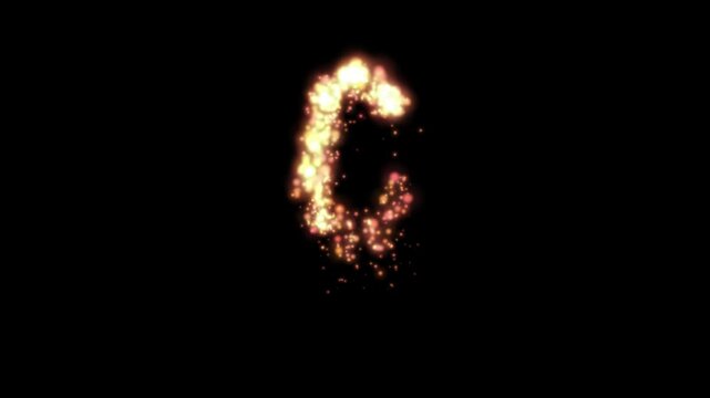 Glowing golden fire letter C on transparent background

Bright fiery particles and golden sparks dynamically forming letter C shape with alpha channel
