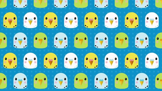かわいいカラフルインコのループアニメーション背景