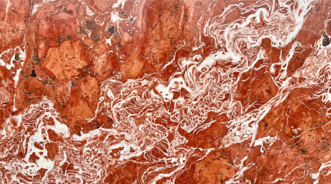 Natural Red Marble Surface and Abstract White Veined Rock Pattern