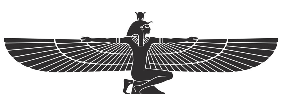 Silhouette of Ancient Egyptian Goddess Isis with Outstretched Wings mythology religion