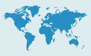 Fototapeta premium Blue world map with continents and countries for global business and travel concepts