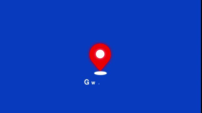Location of the city of Gwangju ,the name of the place with the location has been displayed, sign animated with alpha channel 4k video GPS location tracking icon with blue back ground.