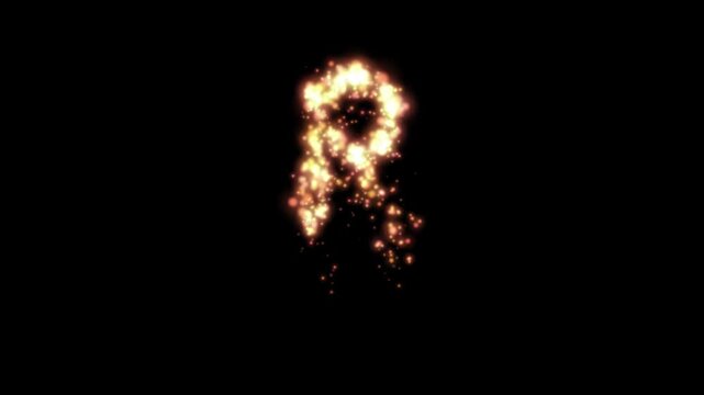 Glowing golden fire letter R on transparent background

Bright fiery particles and golden sparks dynamically forming letter R shape with alpha channel
