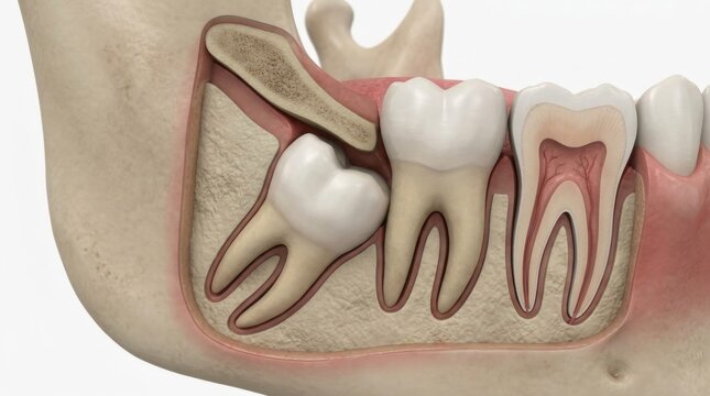 Detailed View of Human Teeth Structure Highlighting Molars and Gums in a Dental Anatomy Setting in a Neutral Background