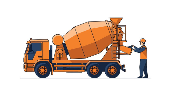 Concrete Mixer Truck Illustration Depicting Construction and Engineering Work