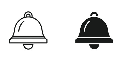 Contrast between a white and black traditional hanging bell icon designs © Md