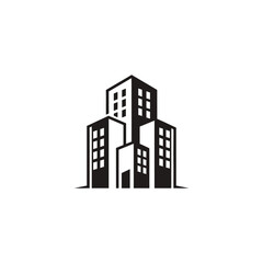 Naklejka premium Simple Black and White City Buildings.