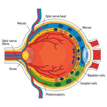 human eye cross section anatomical educational vector illustration