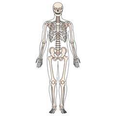 Fototapeta premium Human Skeleton Anatomical Line Art Vector Illustration