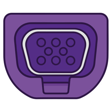 purple serial port connector flat vector icon