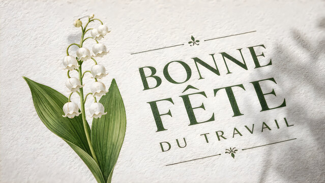 Lily of the valley Bonne F&ecirc;te du Travail greeting