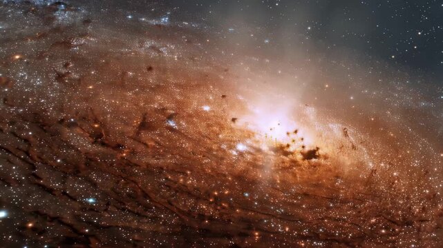 Exploration of the galaxy showing bright stars, swirling gases, and cosmic dust in deep space captured in high detail