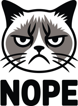 Grumpy cat face with nope text animal 
