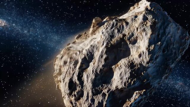 Exploring the bright path of an asteroid moving through space in the vast galaxy beyond Earth
