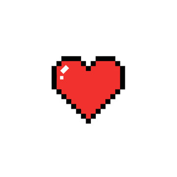 Pixel Heart Icon - Retro Game Love Symbol on White Background